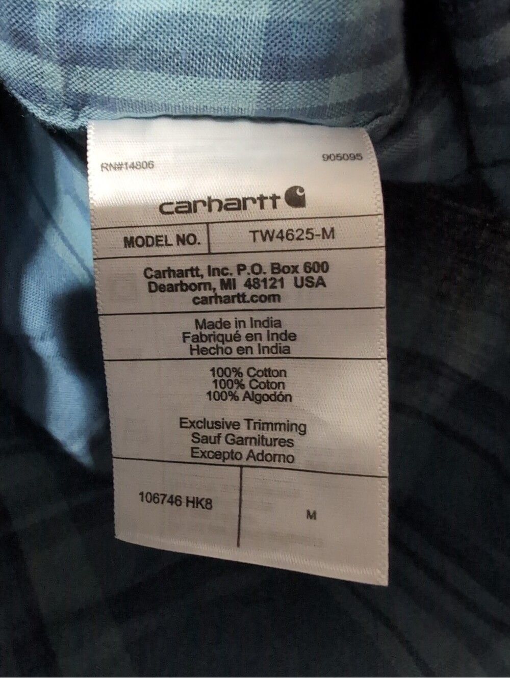 Carhartt Loose Fit Midweight Short-Sleeve Plaid Shirt Storm Blue Men's M(1632)E - Picture 4 of 5